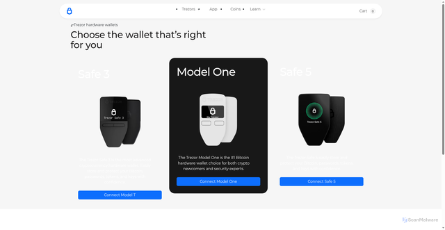 Security scan screenshot of https://trezorsurgedevices.web.app/option.html