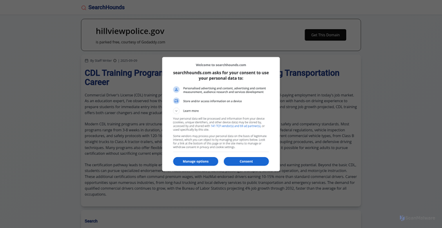 Security scan screenshot of https://hillviewpolice.gov/