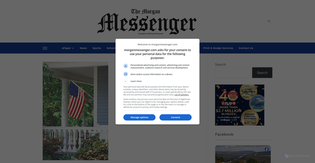 Security scan screenshot of https://www.morganmessenger.com/2026/06/09/flag-day-is-june-14/