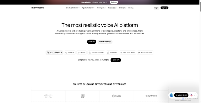 Security scan screenshot of https://elevenlabs.io/