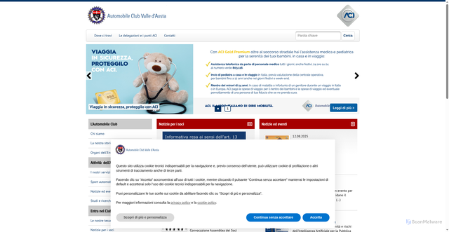 Security scan screenshot of https://aosta.aci.it/