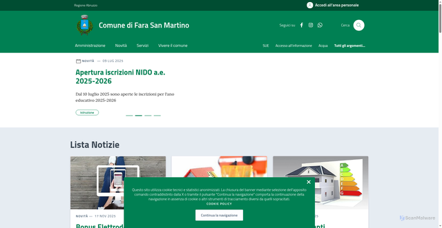 Security scan screenshot of https://comune.farasanmartino.ch.it/