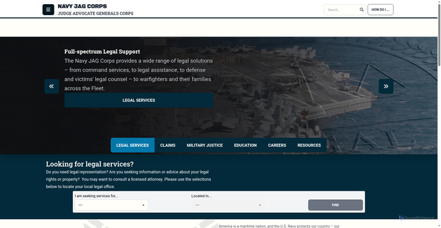 Security scan screenshot of https://www.jag.navy.mil/