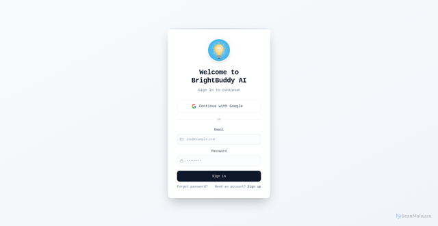 Security scan screenshot of https://brightbuddyai.com/login