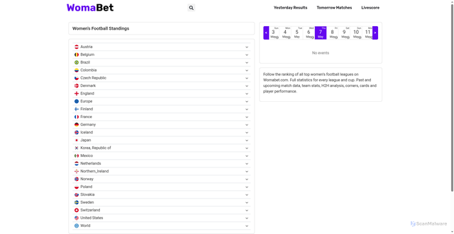 Security scan screenshot of https://womabet.com