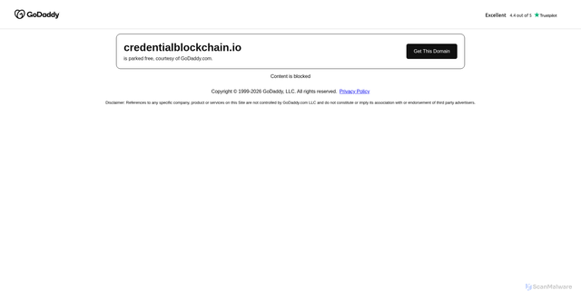Security scan screenshot of https://credentialblockchain.io