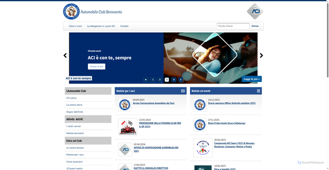 Security scan screenshot of https://benevento.aci.it/