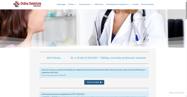 Security scan screenshot of https://www.ordineostetrichebrindisi.it