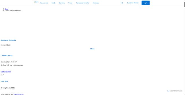 Security scan screenshot of https://www.americanexpress.com/en-us/support/contacts/