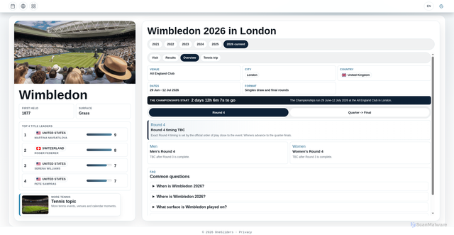 Security scan screenshot of https://one-sliders.com/content/categories/sport/tennis/events/wimbledon.html