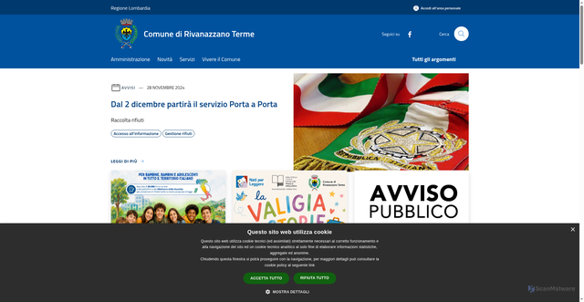 Security scan screenshot of https://www.comune.rivanazzanoterme.pv.it