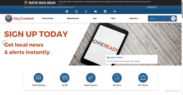 Security scan screenshot of https://lovelandoh.gov/