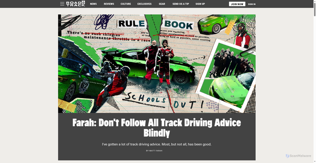 Security scan screenshot of https://roadandtrack.com