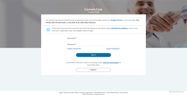 Security scan screenshot of https://provider.connecticare.com