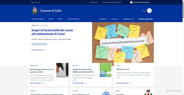Security scan screenshot of https://www.comune.calto.ro.it/