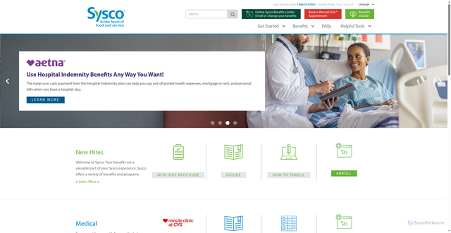 Security scan screenshot of https://www.syscobenefits.com/