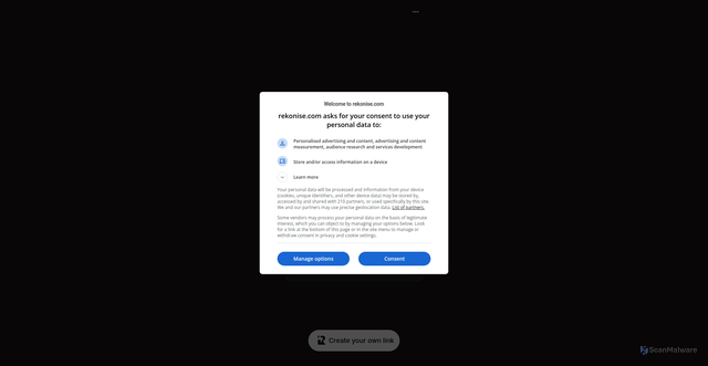 Security scan screenshot of https://rekonise.com/mfw10fixrepairgdkv7genericzip-gzvjt