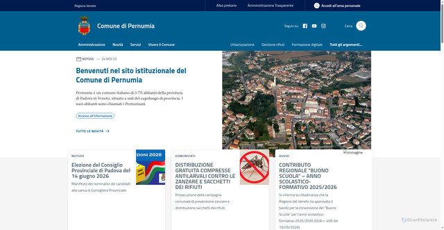 Security scan screenshot of https://www.comune-pernumia.it