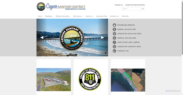 Security scan screenshot of https://www.cayucossanitarydistrict.gov/