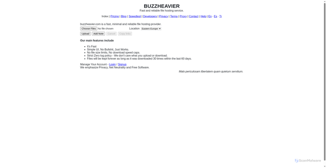 Security scan screenshot of https://buzzheavier.com/