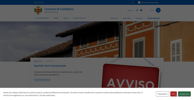 Security scan screenshot of https://comune.cambiano.to.it/