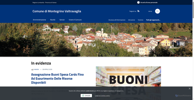 Security scan screenshot of https://www.comune.montegrino-valtravaglia.va.it