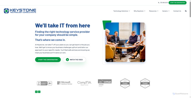 Security scan screenshot of https://keystonecorp.com