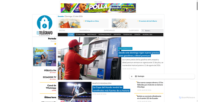 Security scan screenshot of https://eltelegrafo.com.ec