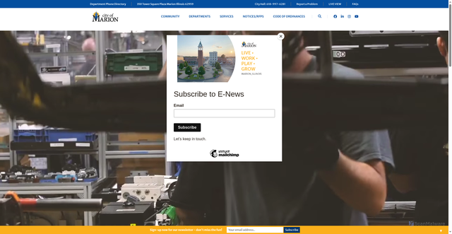 Security scan screenshot of https://cityofmarionil.gov/