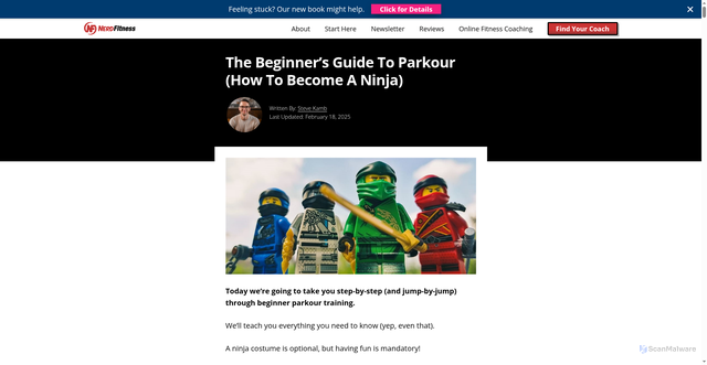 Security scan screenshot of https://www.nerdfitness.com/blog/the-definitive-guide-to-parkour-for-beginners/
