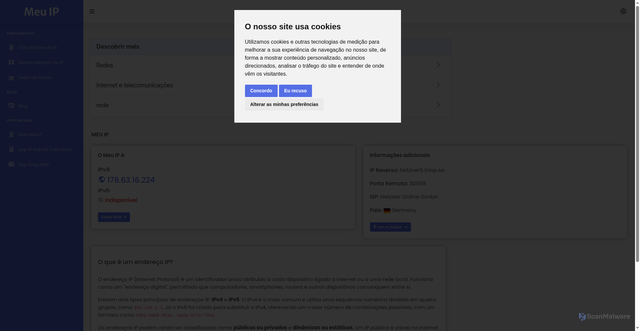 Security scan screenshot of https://meu-ip.pt