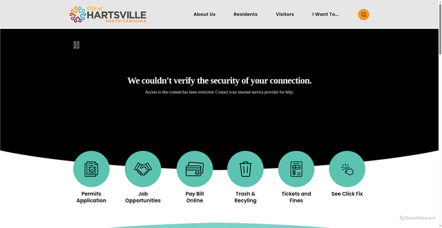 Security scan screenshot of https://www.hartsvillesc.gov/