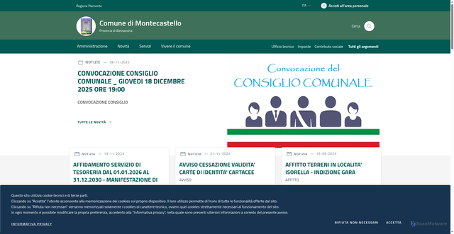Security scan screenshot of https://www.comune.montecastello.al.it/