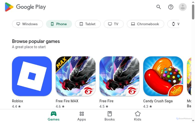 Security scan screenshot of https://play.google.com/