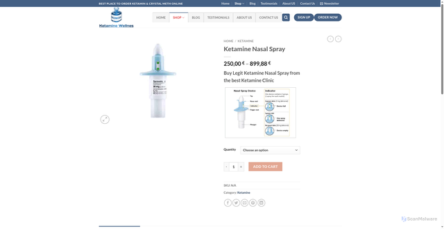 Security scan screenshot of https://ketaminewellnes.com/ketamine-nasal-spray/