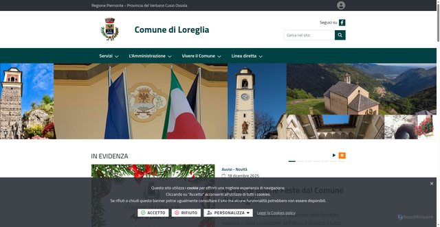 Security scan screenshot of https://www.comune.loreglia.vb.it/it-it/home