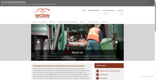 Security scan screenshot of https://www.washcosolidwasteut.gov/