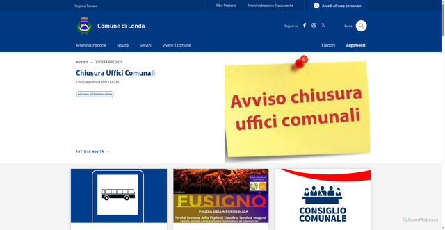 Security scan screenshot of https://www.comune.londa.fi.it/