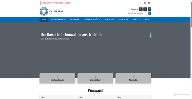 Security scan screenshot of https://www.kaiserhof.berufsschule.it/de/home