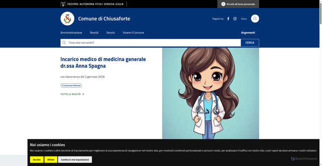 Security scan screenshot of https://www.comune.chiusaforte.ud.it/
