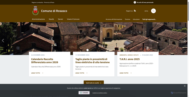 Security scan screenshot of https://www.comune-rosasco.it/it-it/home