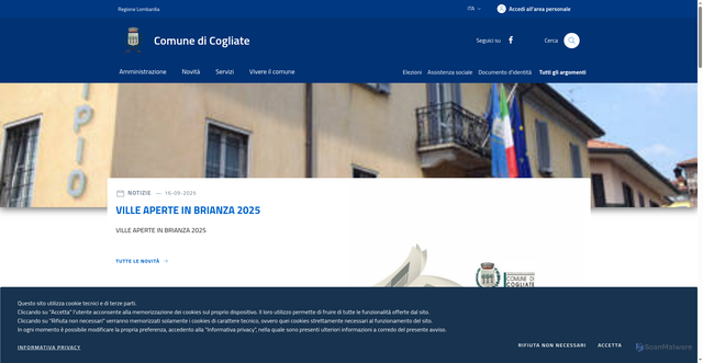 Security scan screenshot of https://www.comune.cogliate.mb.it/