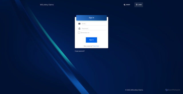 Security scan screenshot of https://molotteryclaims.com