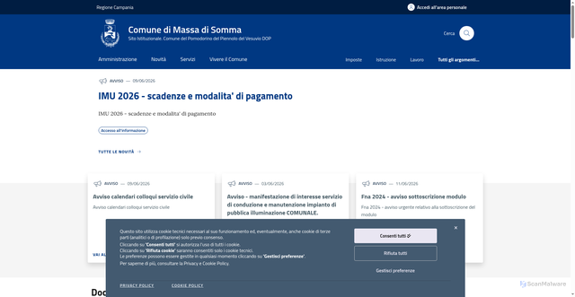 Security scan screenshot of https://www.comune.massadisomma.na.it