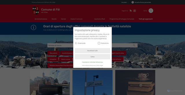Security scan screenshot of https://www.comune.fie.bz.it/it