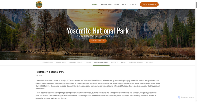 Security scan screenshot of https://www.tourparks.com/parks/yosemite/