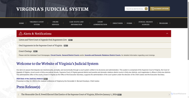 Security scan screenshot of https://vacourts.gov/