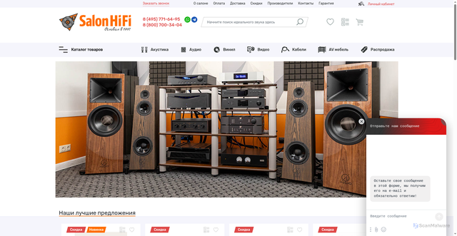Security scan screenshot of https://www.salonhifi.ru