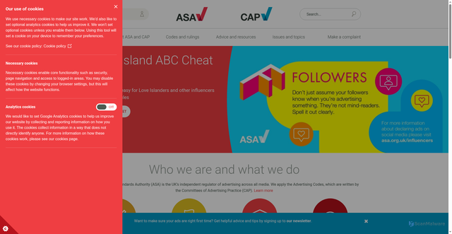 Security scan screenshot of https://www.asa.org.uk/