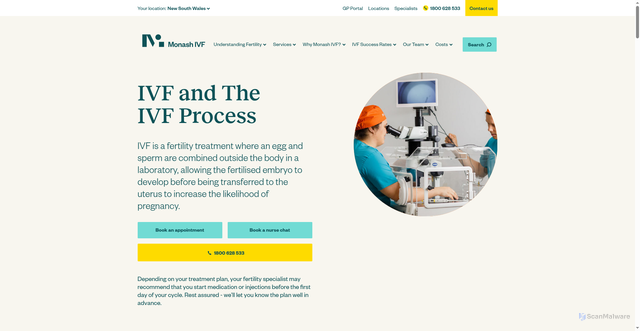 Security scan screenshot of https://monashivf.com/services/fertility-treatment-options/the-ivf-process/